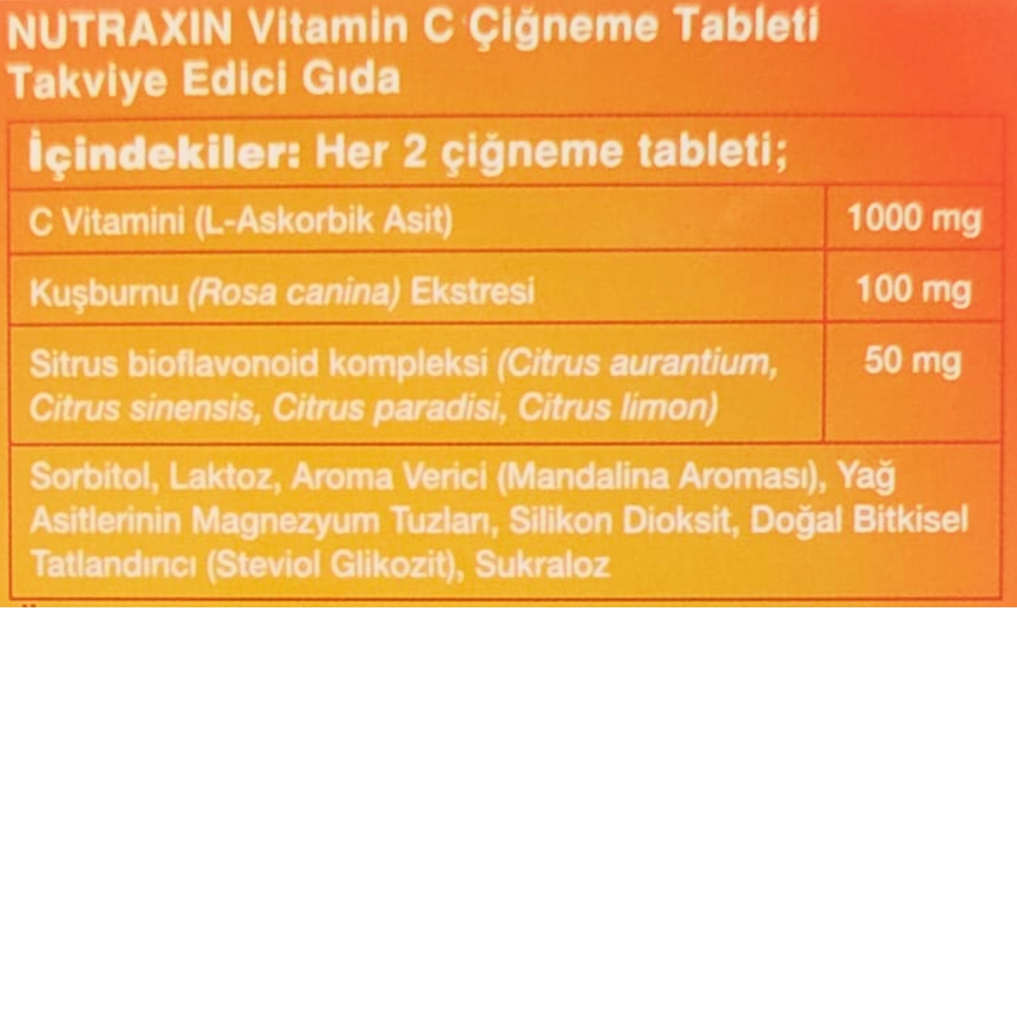 Nutraxin Vitals Vitamin-C 28 Çiğneme Tableti