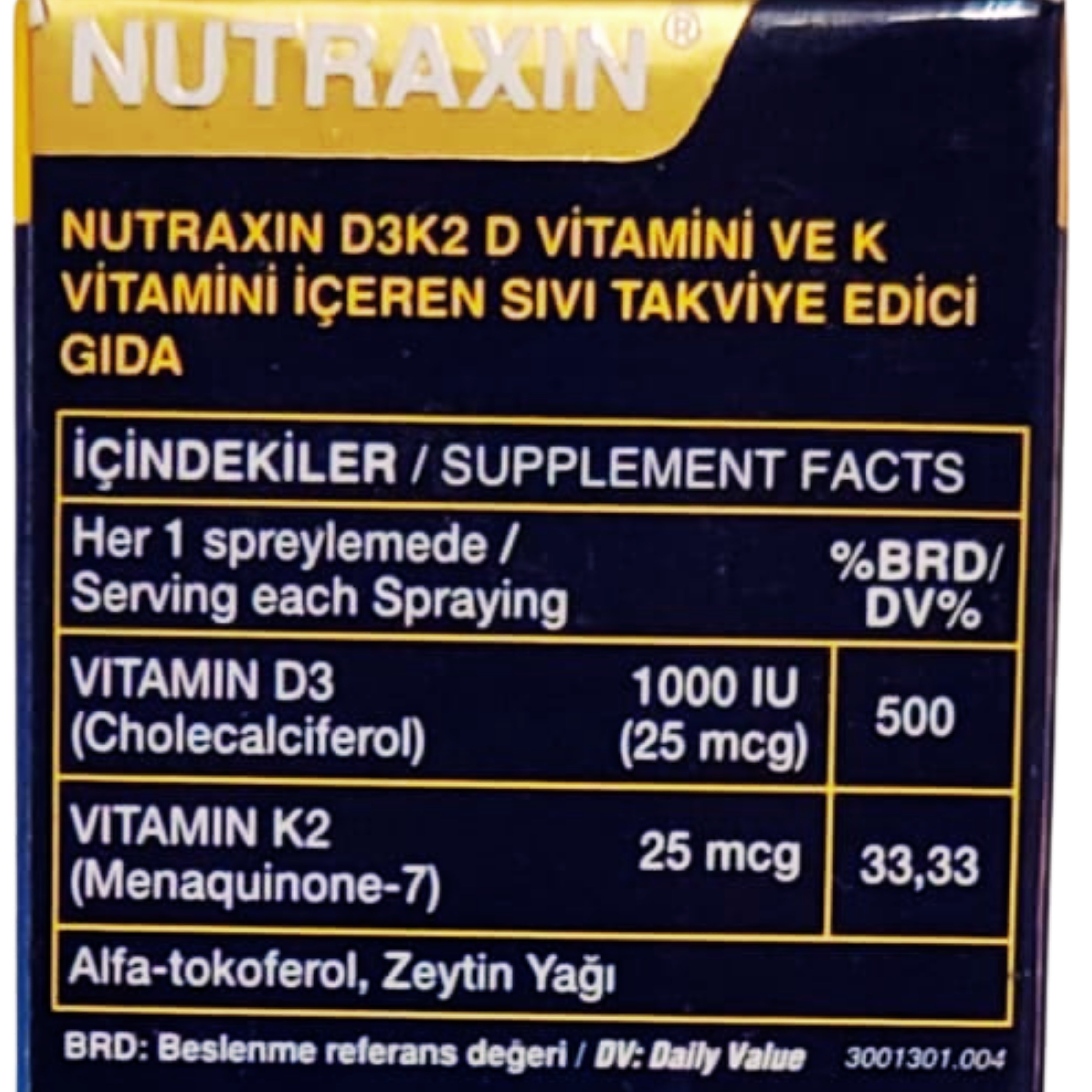 Nutraxin Vitamin D3K2 Takviye Edici Gıda 30 ml 207 Puf