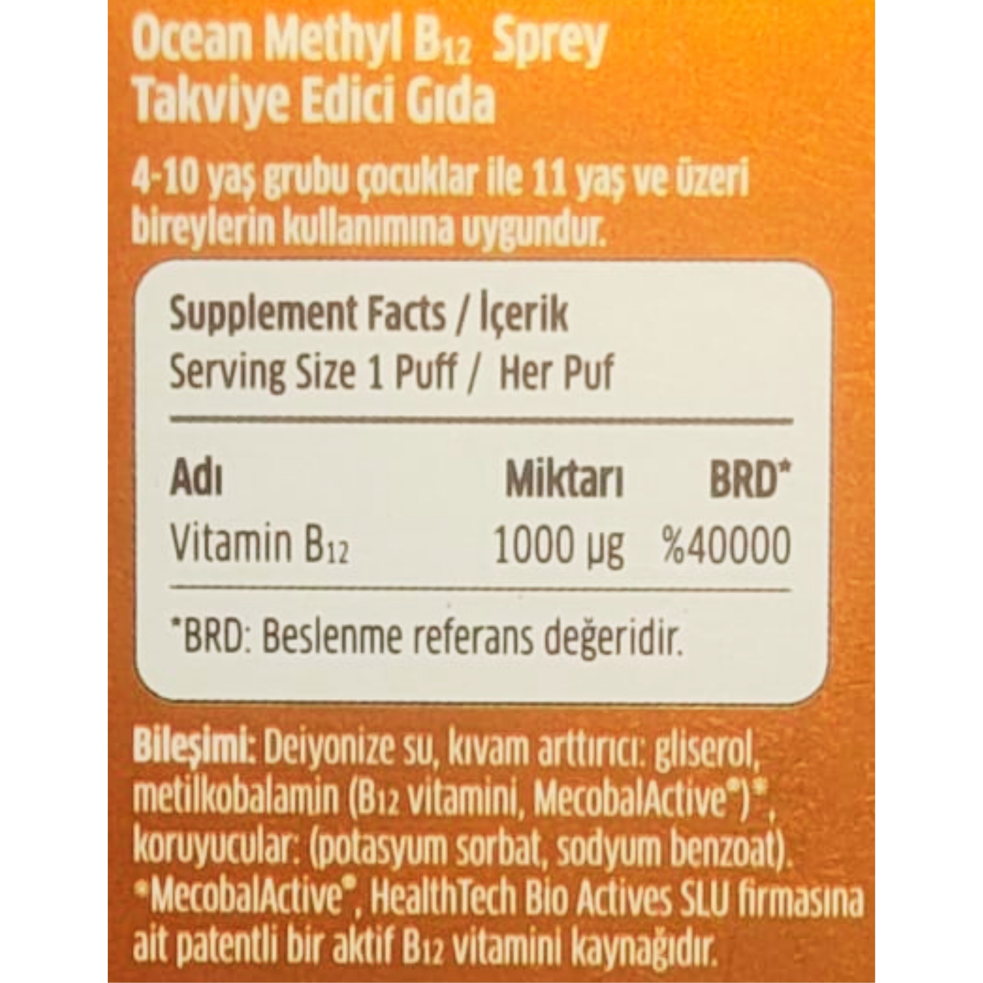 Ocean Methyl B12 Sprey 1000 mg 10 ml