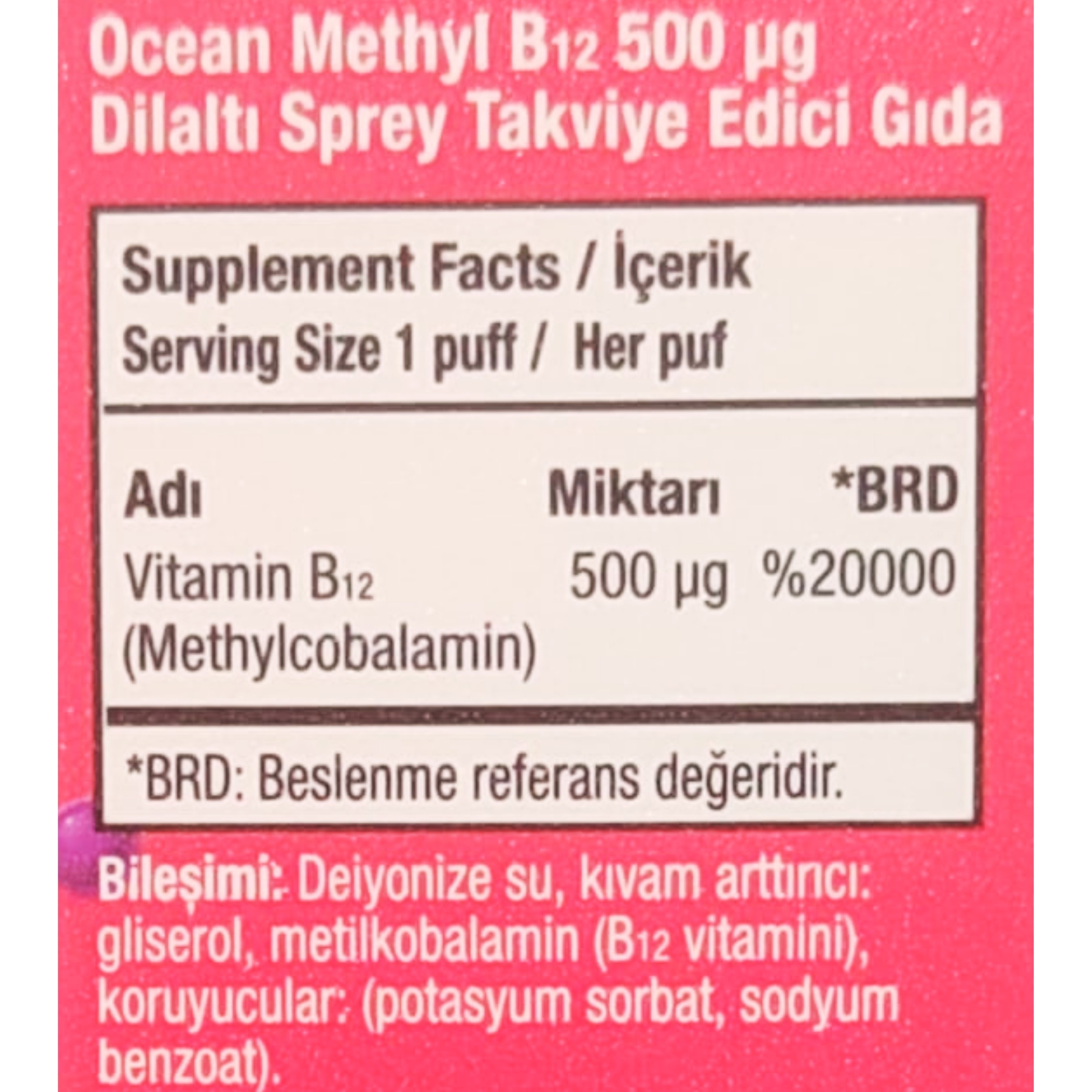 Ocean Methyl B12 Sprey 500 mcg 5 ml