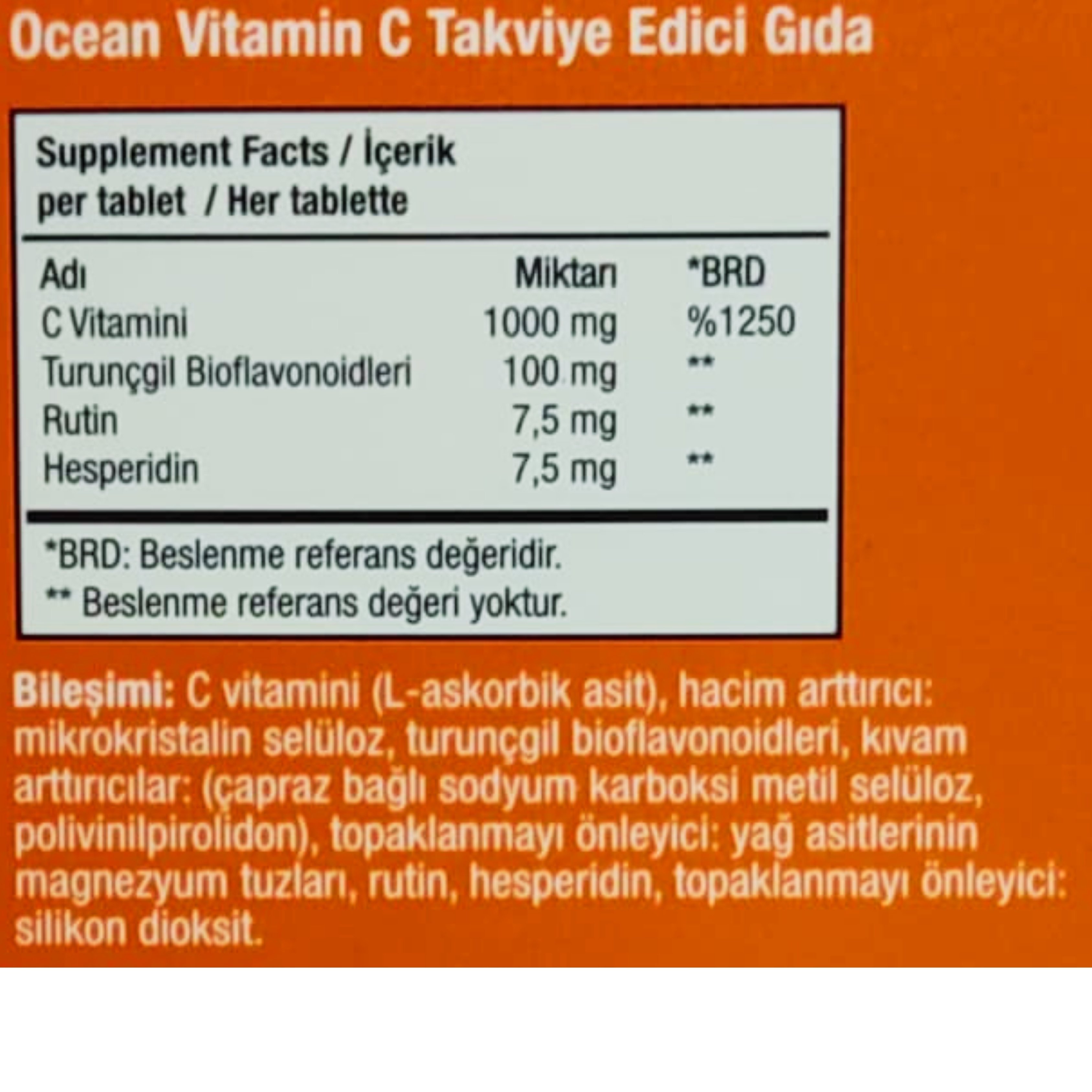 Ocean Vitamin C 1000 mg 30 Tablet - 1 Alana 1 Bedava