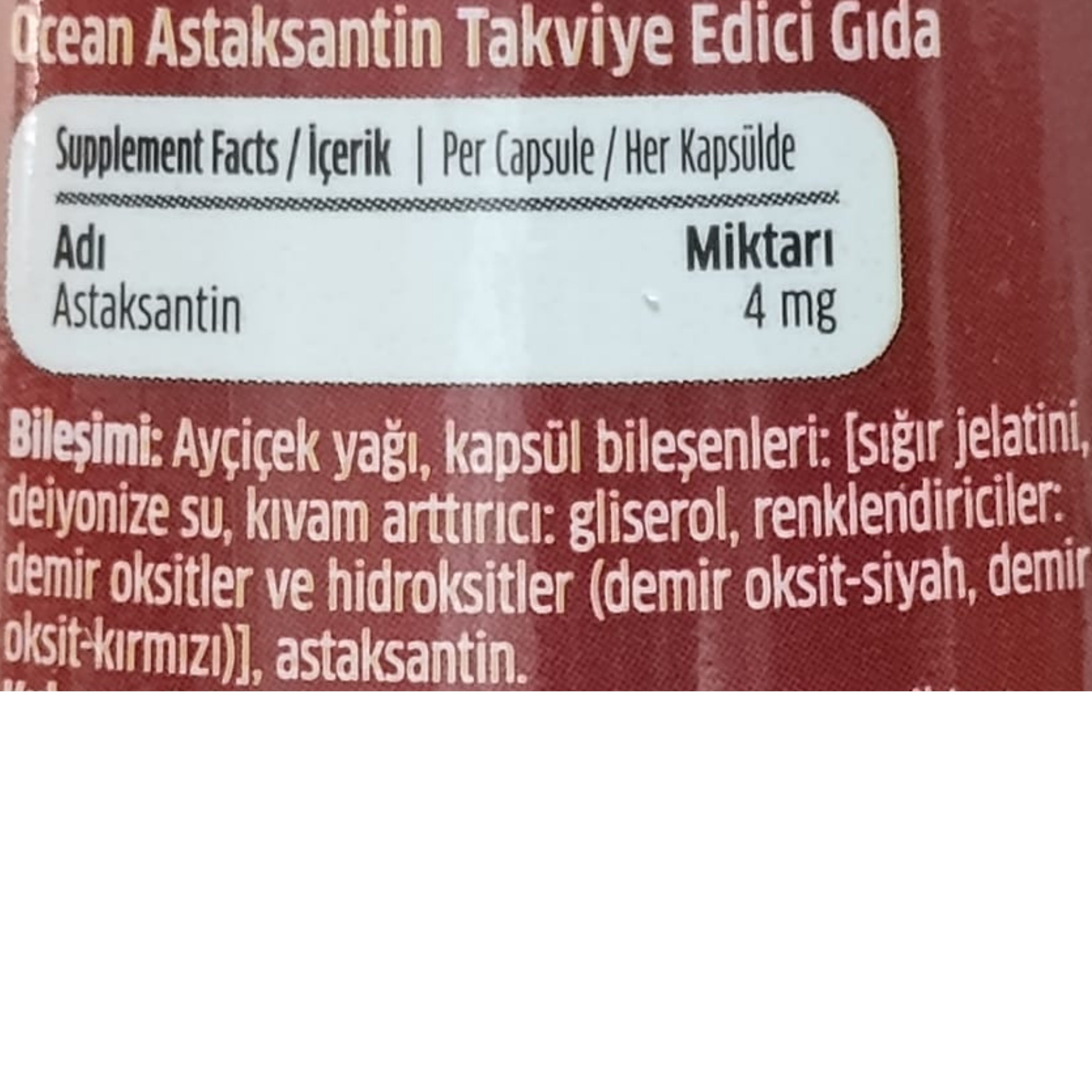 Orzax Ocean Astaksantin 30 Kapsül