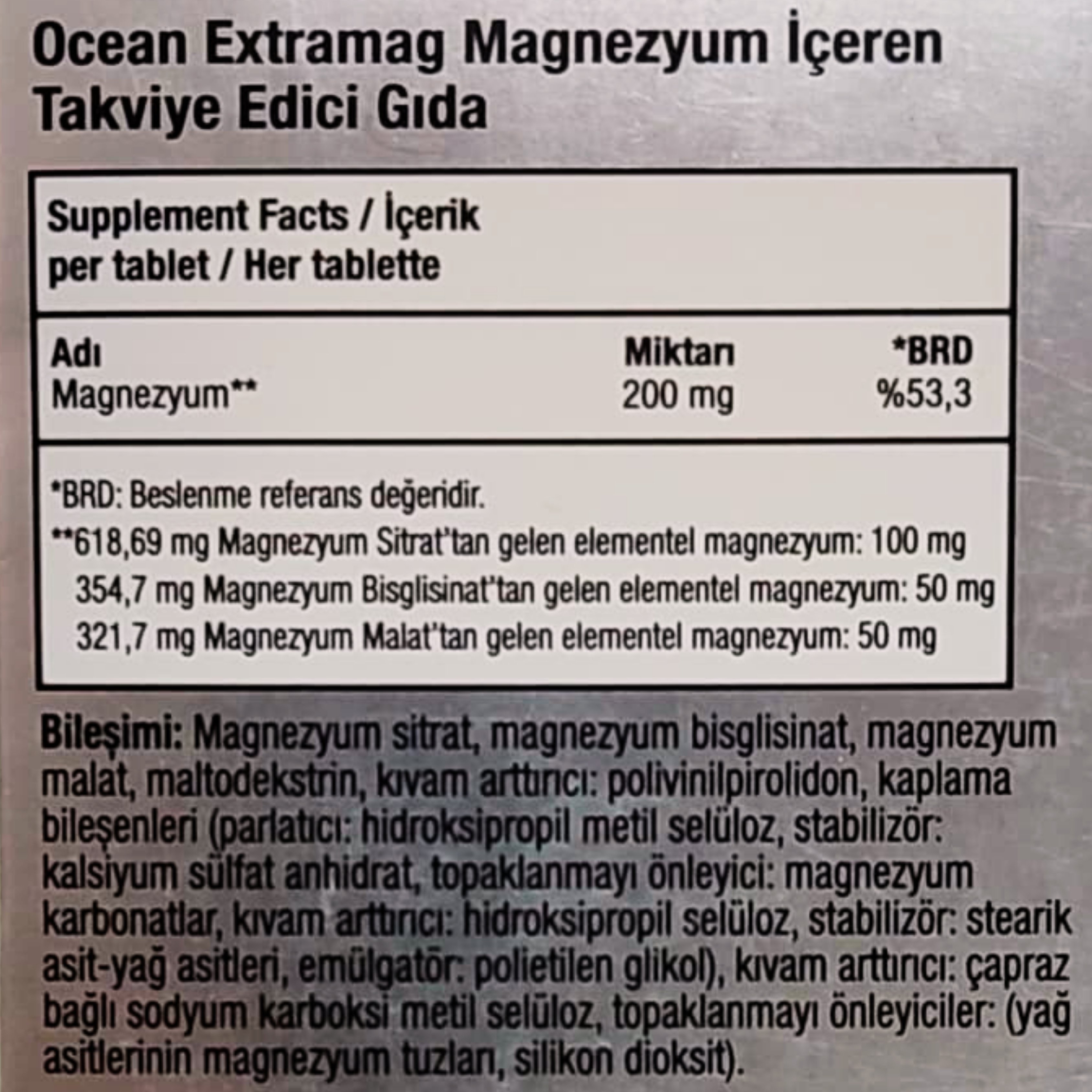 Orzax Ocean ExtraMag Üçlü Magnezyum Kombinasyonu 60 Tablet