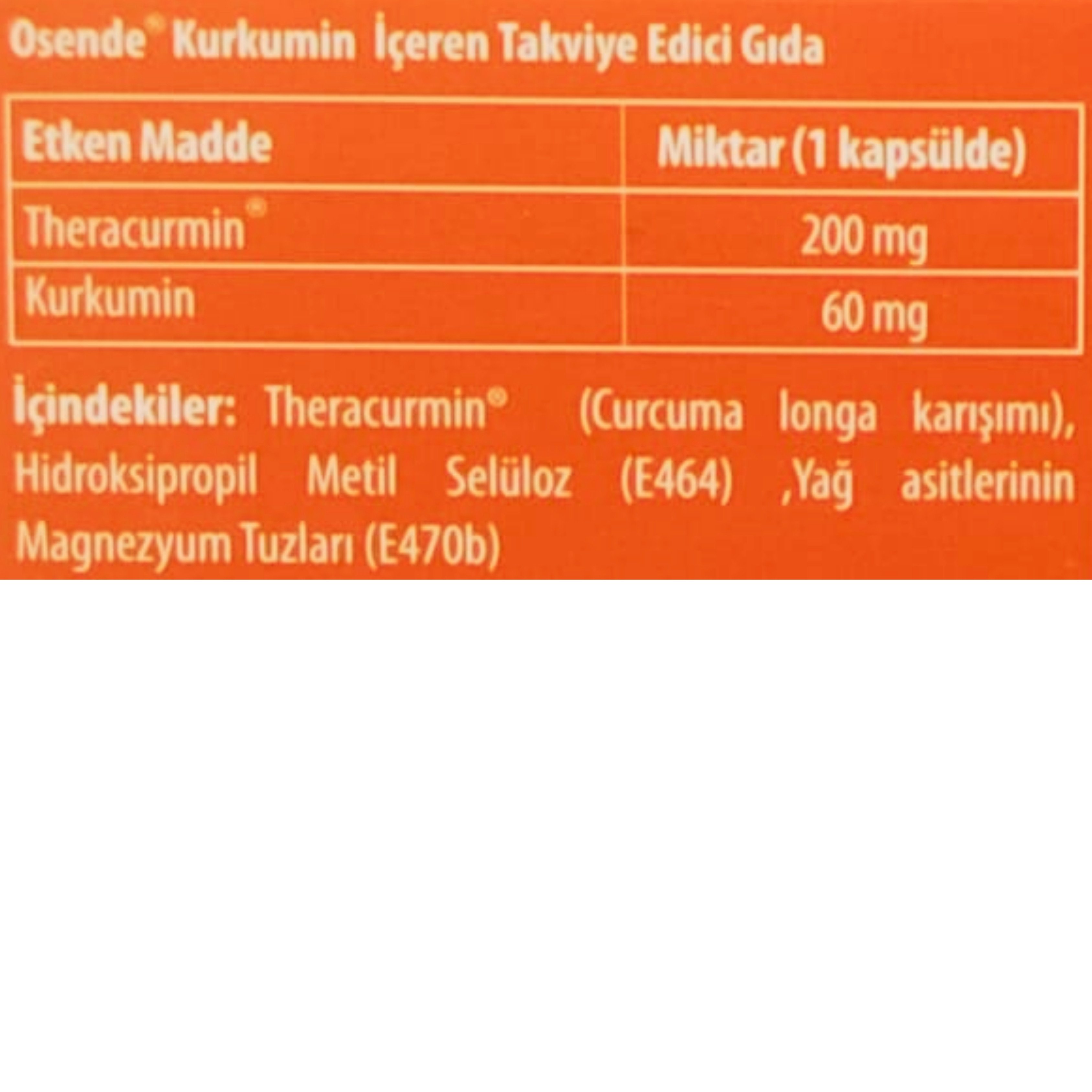 Osende Kurkumin 30 Kapsül