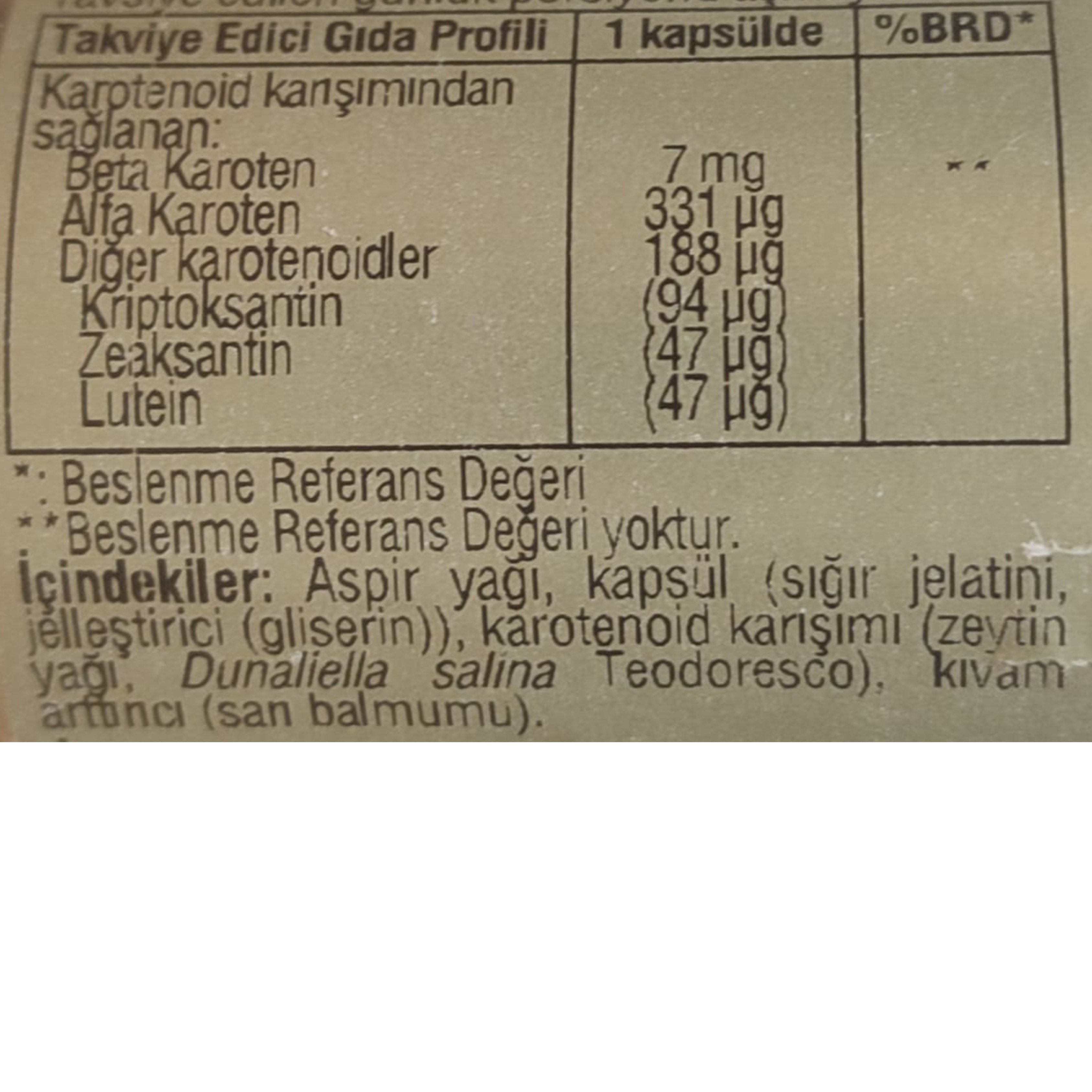 Solgar Beta Carotene 7 mg 60 Yumuşak Jelatin Kapsül