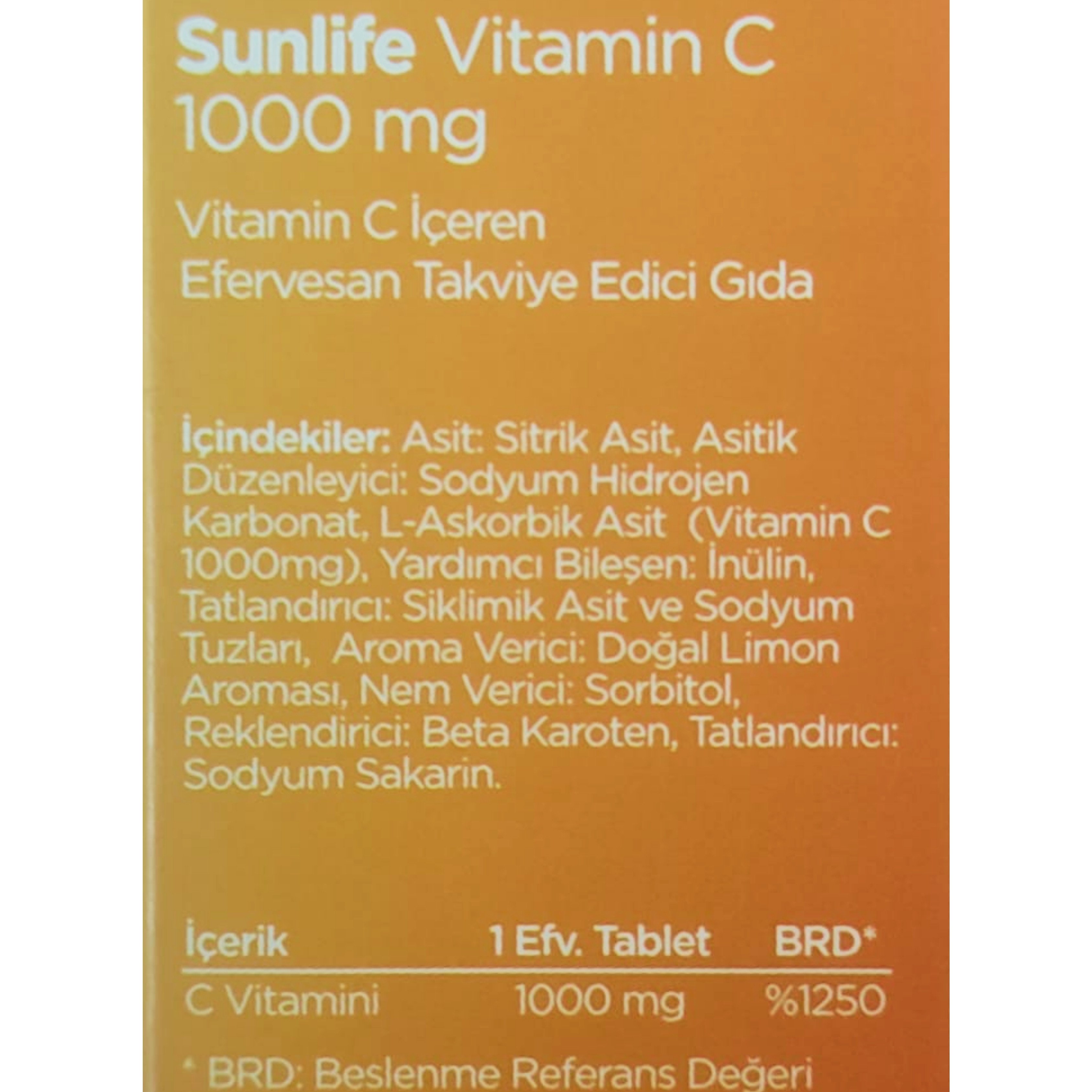 Sunlife Vitamin C 1000 mg 20 Efervesan Tablet