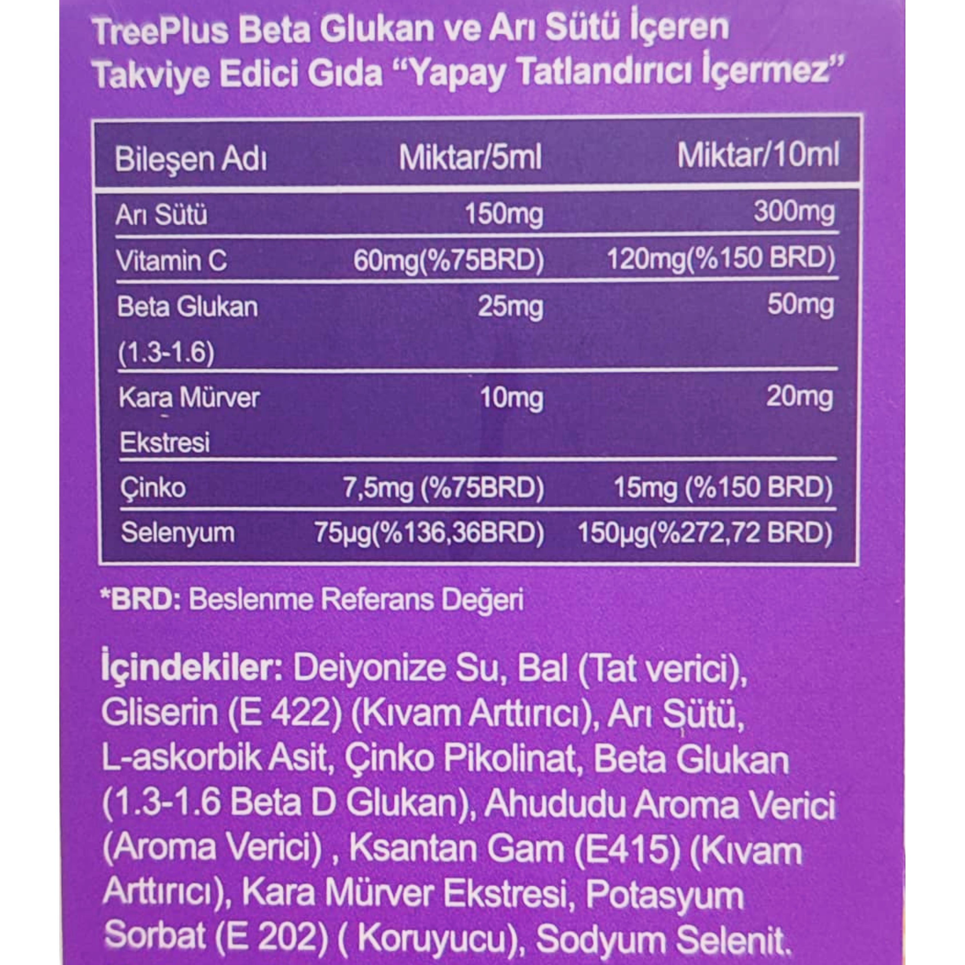 Treeplus Beta Glukan Arı Sütü Şurup 150 ml