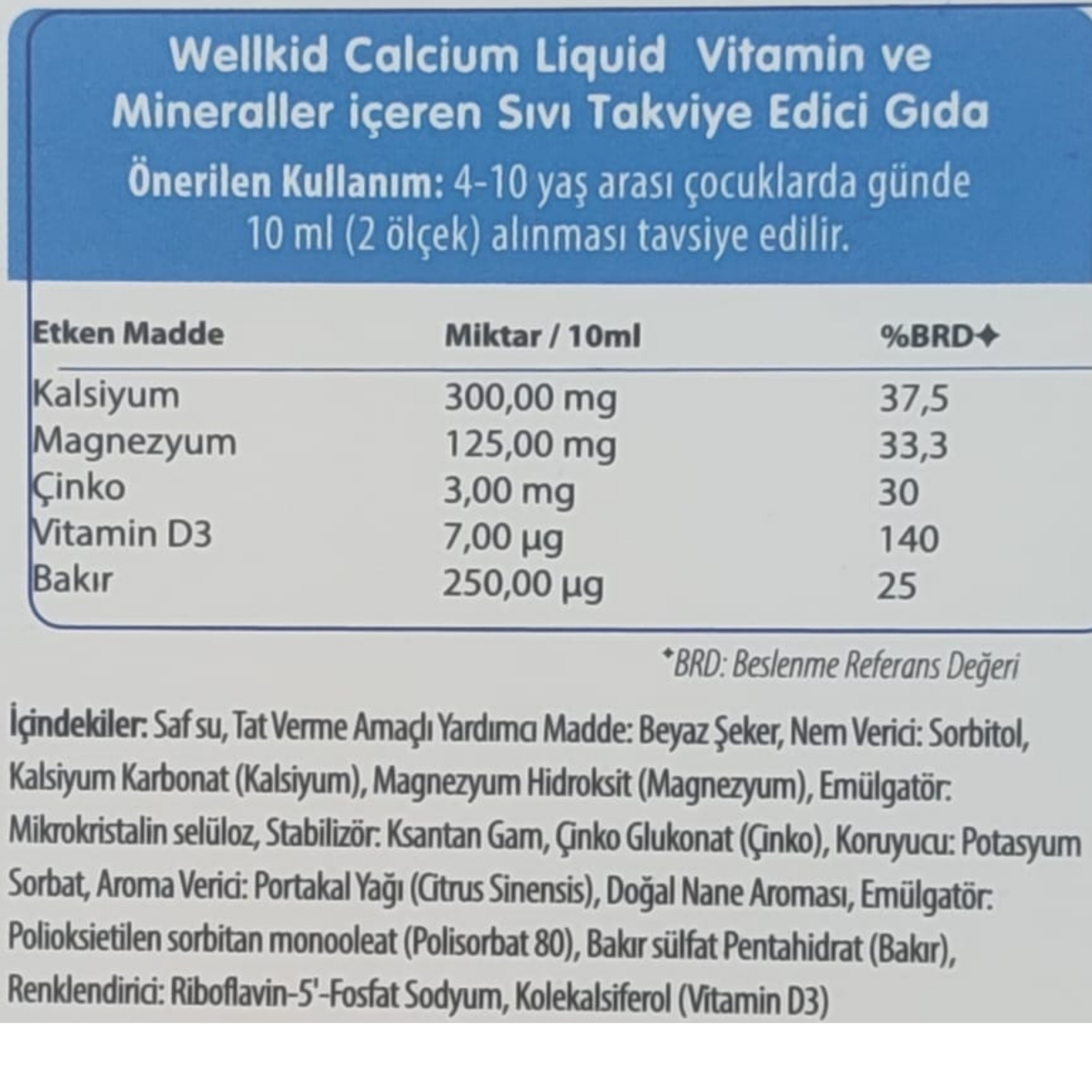 Vitabiotics Wellkid Calcium Liquid Takviye Edici Gıda 150 ml