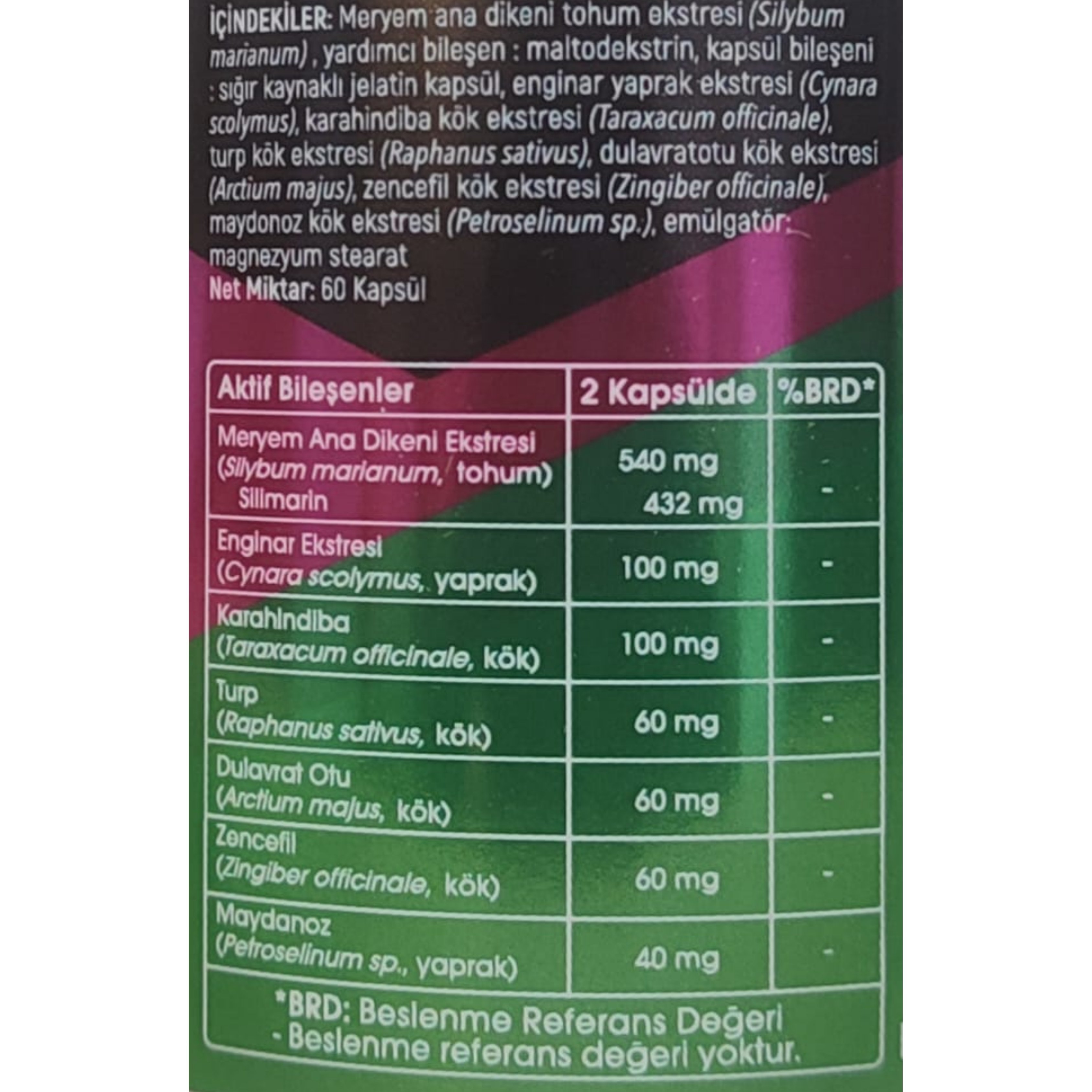 Voonka Milk Thistle Meryem Ana Dikeni Tohum Ekstresi İçeren Takviye Edici Gıda 60 Kapsül