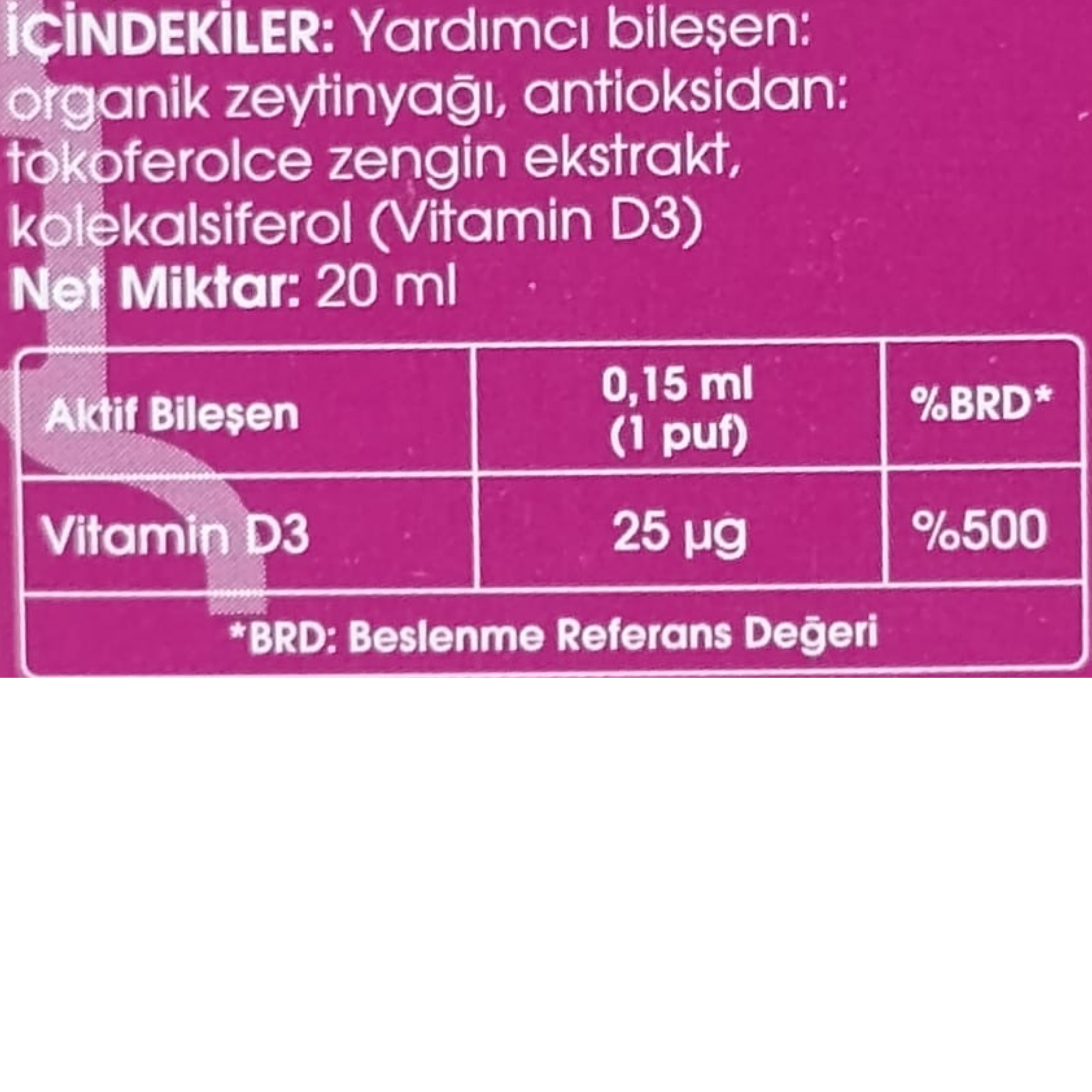 Voonka Vitamin D3 1000 IU Sprey 20 ml