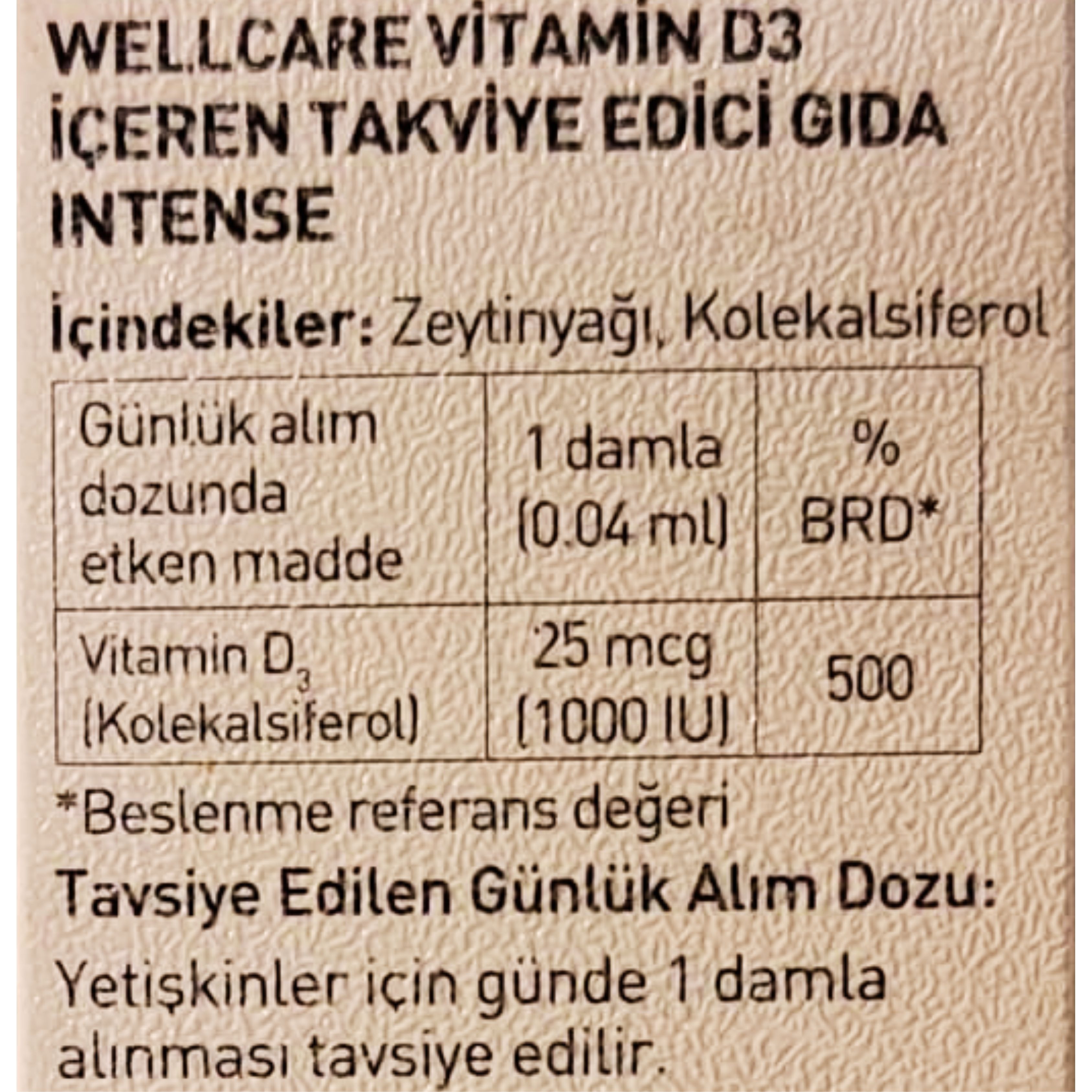 Wellcare Vitamin D3 Intense Takviye Edici Gıda 12 ml