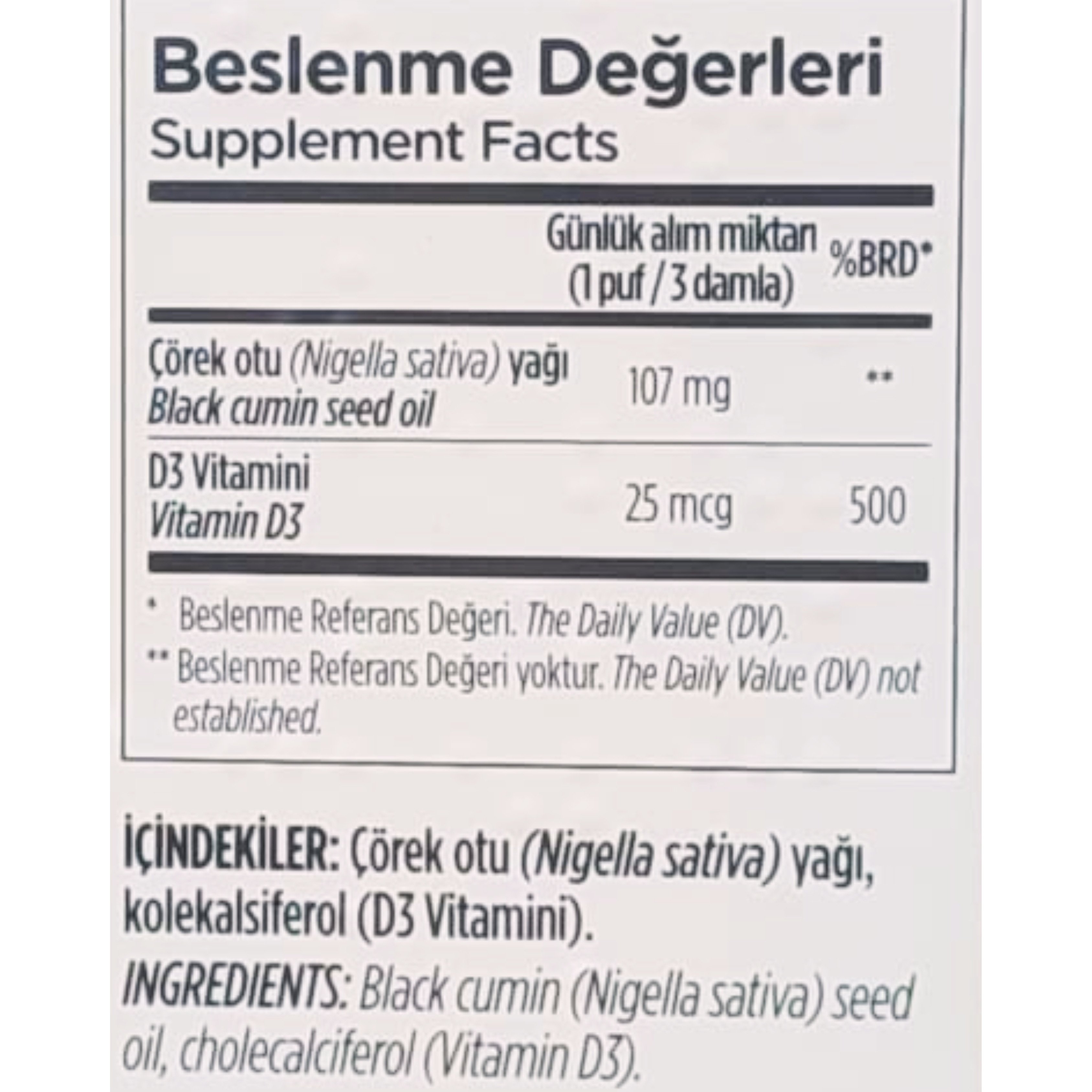 Zade Vital D3 Vitamini 1000 IU Sprey 20 ml