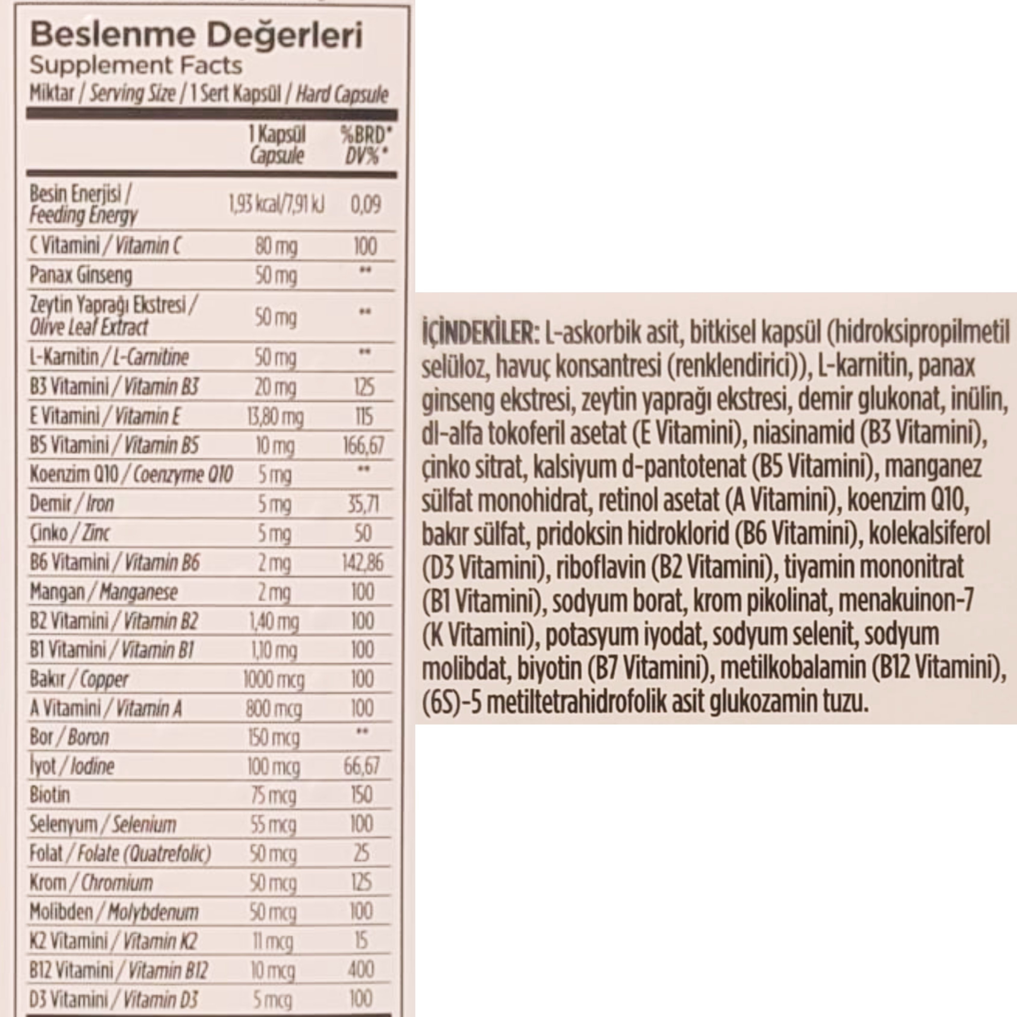 Zade Vital Multivitamin 30 Kapsül