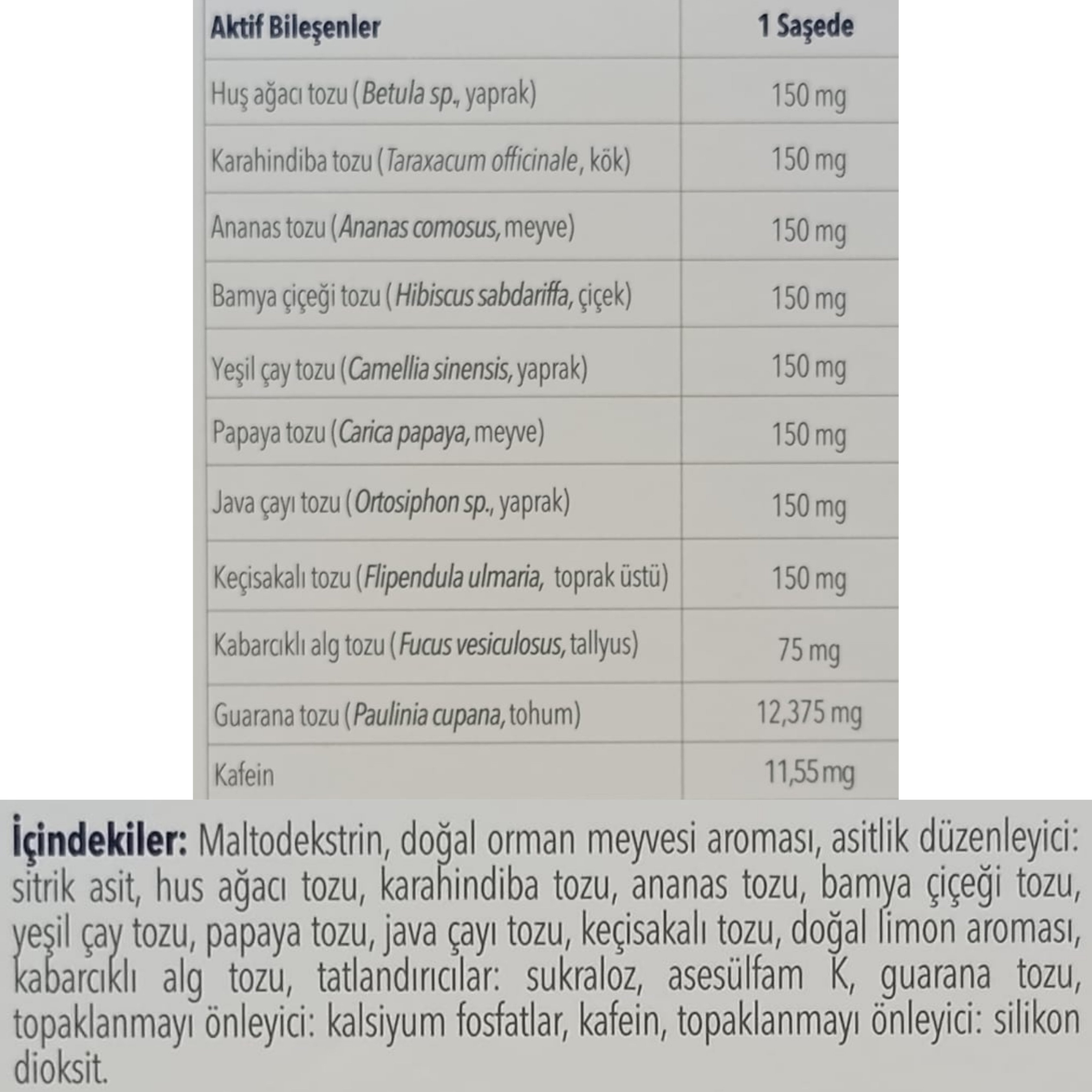 SDM 14 Yeşil Çay ve Guarana Ekstresi İçeren Takviye Edici Gıda 14 Saşe
