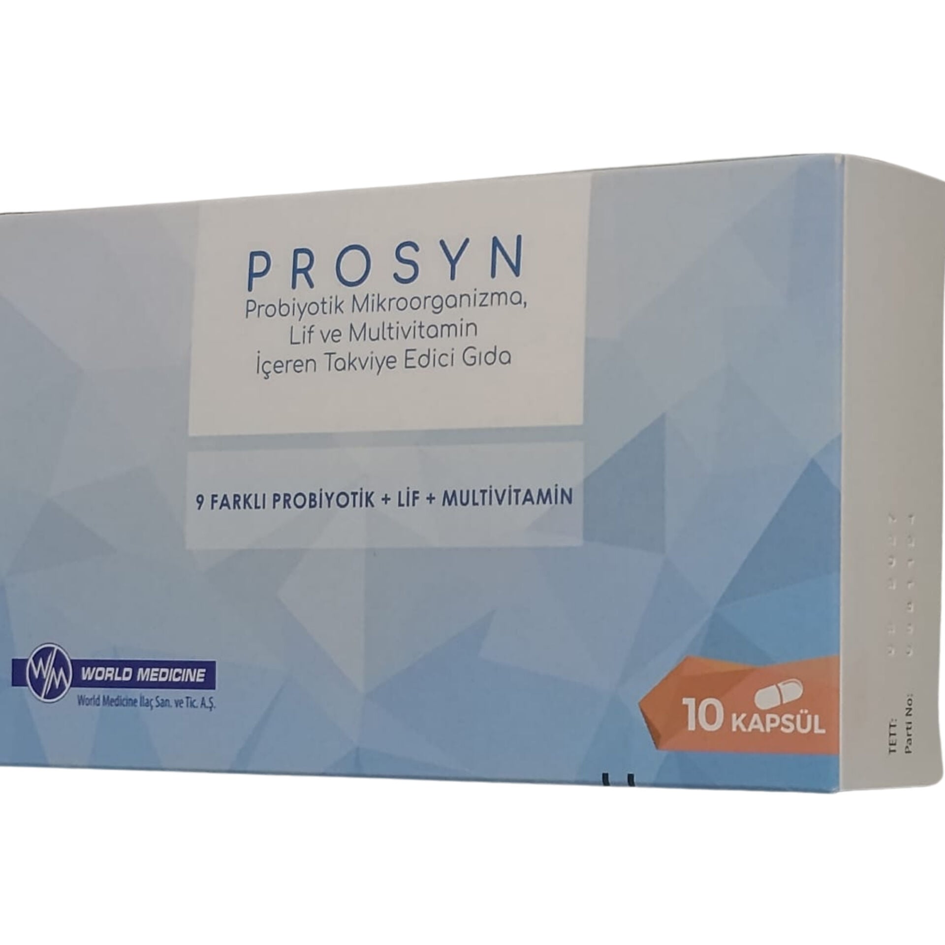 PROSYN Probiyotik Mikroorganizma, Lif ve Multivitamin İçeren Takviye Edici Gıda 10 Kapsül