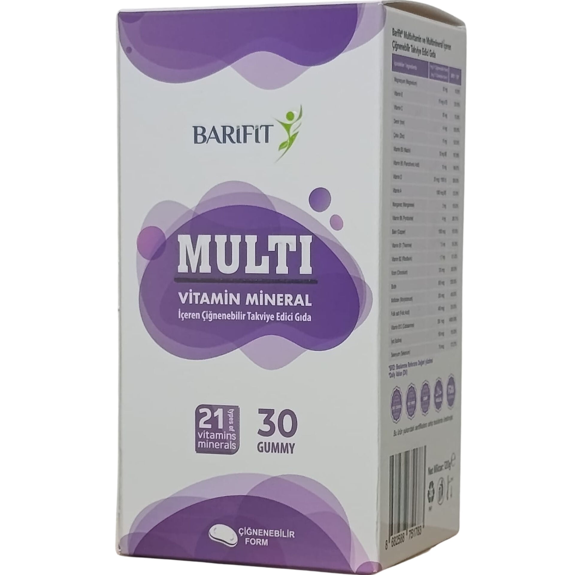 Barifit Multivitamin ve Multimineral İçeren Çiğnenebilir Takviye Edici Gıda 30 Gummy
