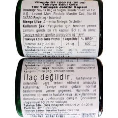 Nature's Bounty Vitamin D3 1000 IU 100 Softgel