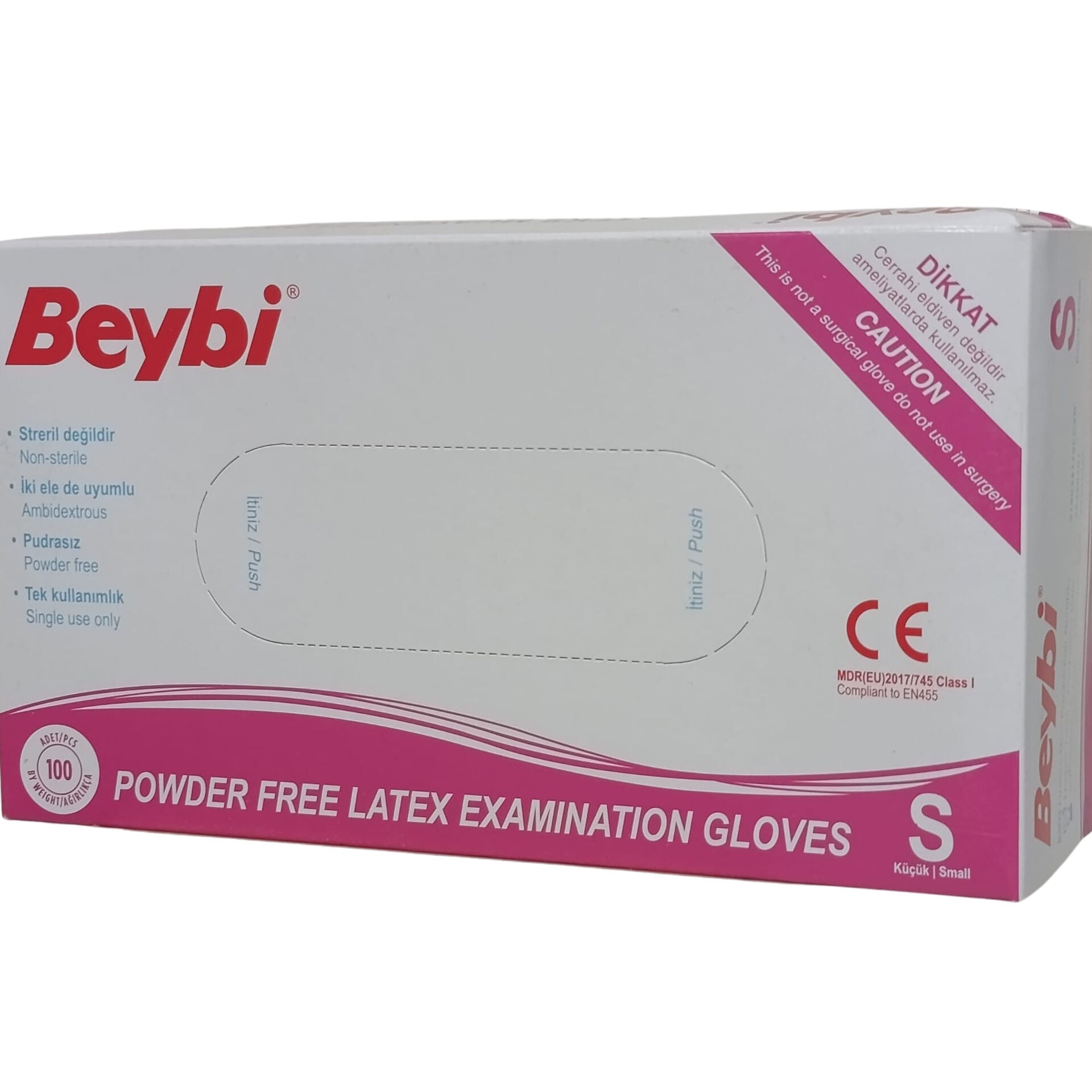 Beybi Pudrasız Latex Muayene Eldiveni Small 100 Adet