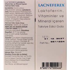 Lacneferex Laktoferrin Vitaminler ve Mineral İçeren Takviye Edici Gıda 60 Bitkisel Kapsül