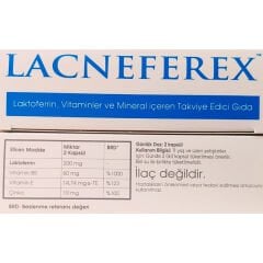 Lacneferex Laktoferrin Vitaminler ve Mineral İçeren Takviye Edici Gıda 60 Bitkisel Kapsül