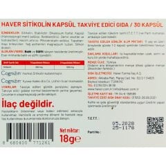 Haver Sitikolin Kapsül Takviye Edici Gıda 30 Kapsül