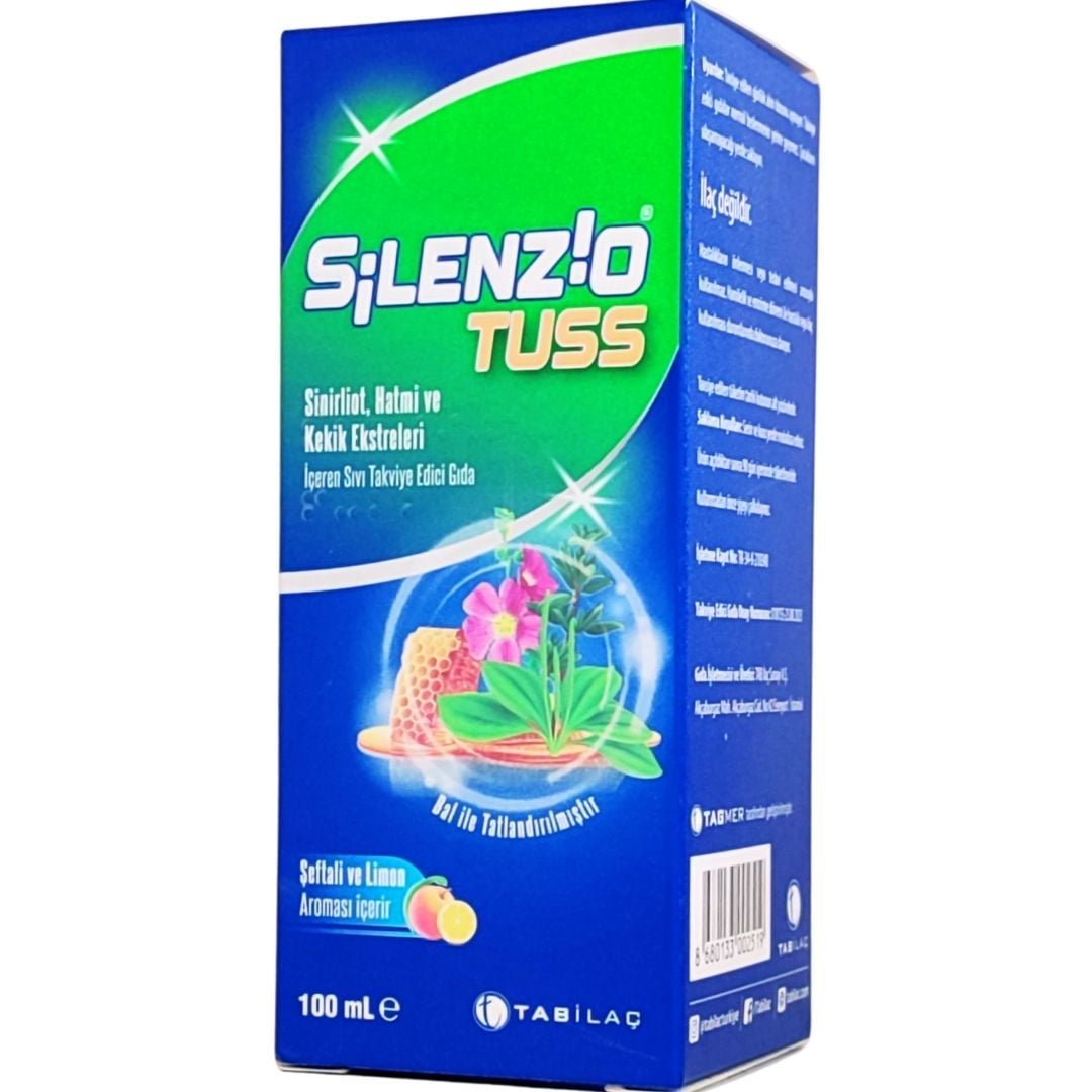 Silenzio Tuss Sinirliot,Hatmi ve Kekik Ekstreleri İçeren Sıvı Takviye Edici Gıda 100 ml