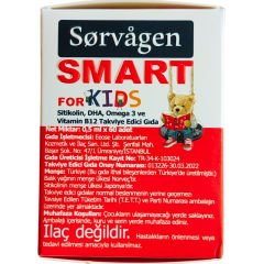 Sorvagen Smart Kids Sitikolin DHA Omega 3 Norveç Balık Yağı B12 60 Flakon