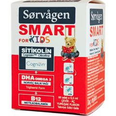 Sorvagen Smart Kids Sitikolin DHA Omega 3 Norveç Balık Yağı B12 60 Flakon