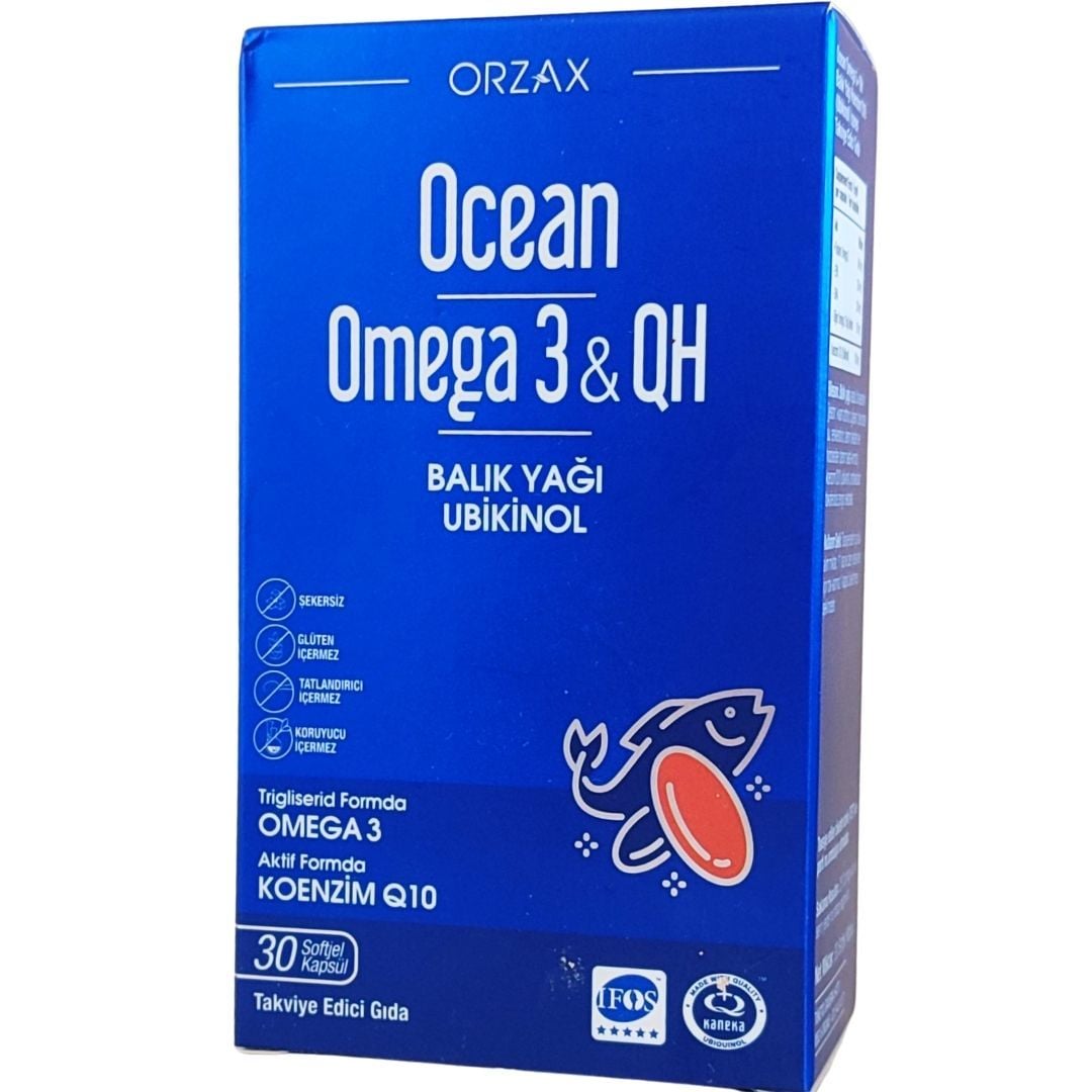 Orzax Ocean Omega 3 & QH Takviye Edici Gıda 30 Kapsül
