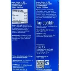 Orzax Ocean Omega 3 & QH Takviye Edici Gıda 30 Kapsül