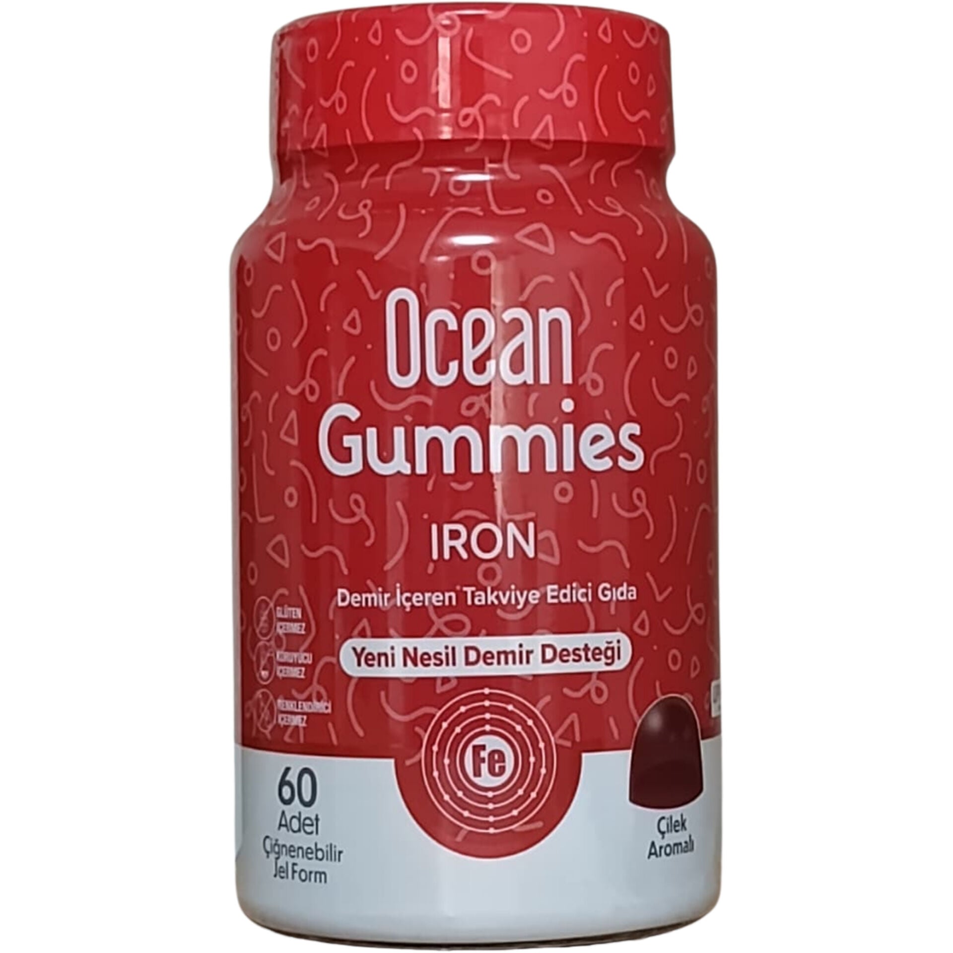 Ocean Gummies Iron 8,5 mg Demir İçeren Çiğnenebilir Jel Form 60 Adet