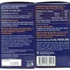 Nutraxin Vitals Vitamin Max C-D-Zinc 60 Tablet + Propolis Sprey 30 ml Hediye