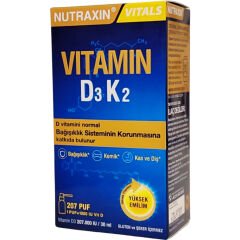 Nutraxin Vitamin D3K2 Takviye Edici Gıda 30 ml 207 Puf