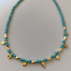 Turkuaz Gold Uçlu Kolye