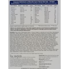 Vitabiotics Immunace Multivitamin ve Mineraller İçeren Takviye Edici Gıda 30 Tablet