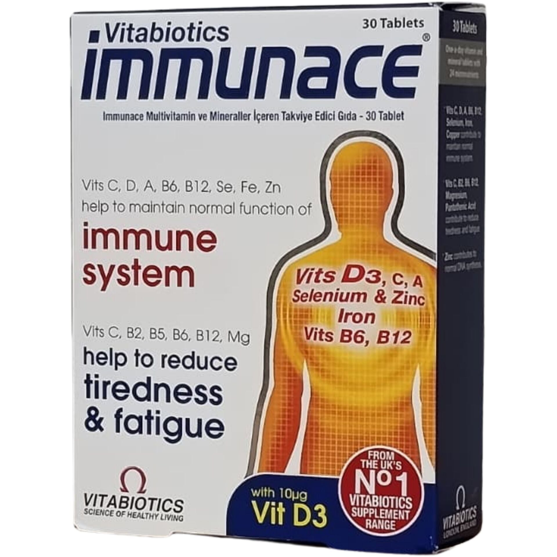 Vitabiotics Immunace Multivitamin ve Mineraller İçeren Takviye Edici Gıda 30 Tablet