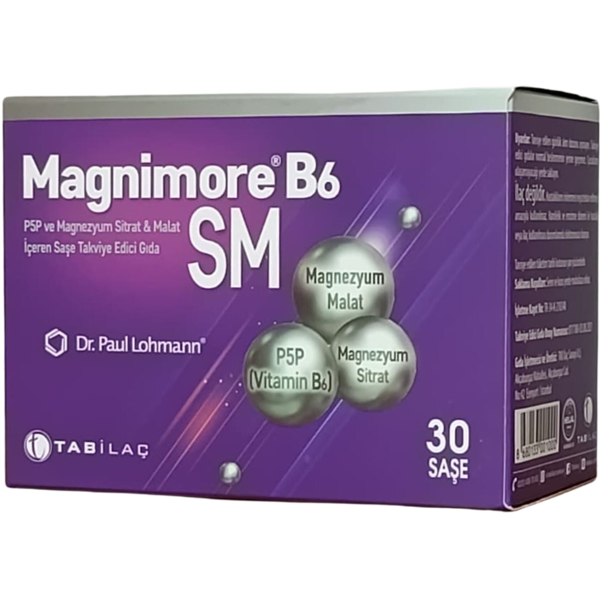 Magnimore B6 SM Magnezyum Sitrat ve Malat İçeren Takviye Edici Gıda 30 Şase