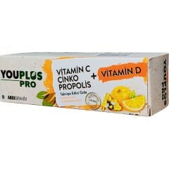 Youplus Pro C Vitamini, D Vitamini, Çinko ve Propolis 15 Efervesan Tablet