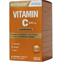 Nutraxin Vitals Vitamin C 500 mg Mandalina Aromalı 30 Çiğneme Tableti