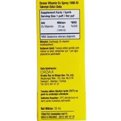 Ocean Vitamin D3 1000 IU Oral Sprey 20 ml 130 Puf