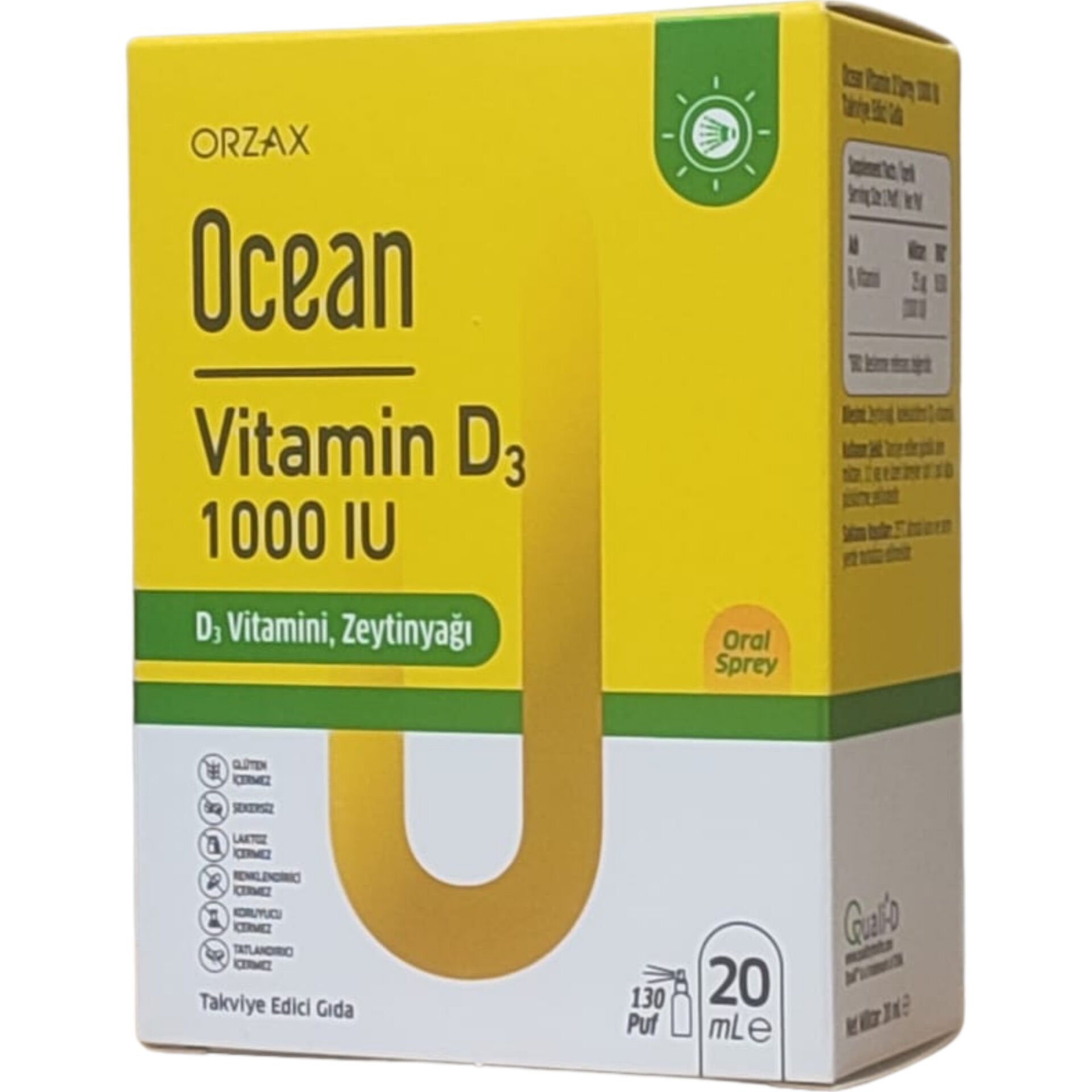 Ocean Vitamin D3 1000 IU Oral Sprey 20 ml 130 Puf