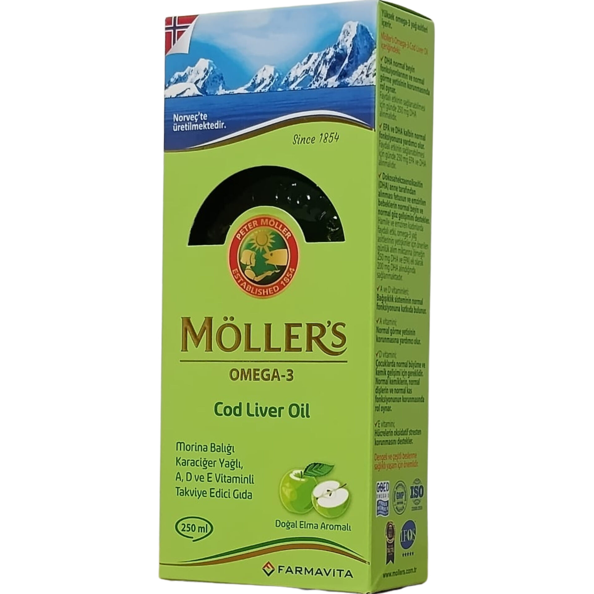 Möller's Omega 3 Doğal Elma Aromalı Balık Yağı Şurubu 250 ml