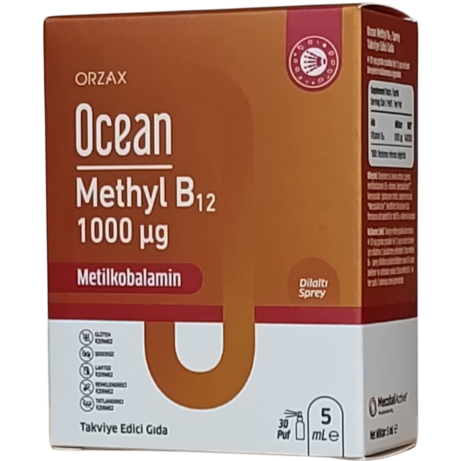 Orzax Ocean 1000 mg Methyl Cobalamin B12 Sprey 5 ml