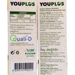 Youplus Vitamin D3 400IU Oral Sprey 20 ml - 150 puf - 450 Damla