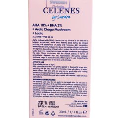 Celenes by Sweden Aha + Bha + Lactic + Arctic Chaga Musroom Cilt Bakım Serumu 30 ml