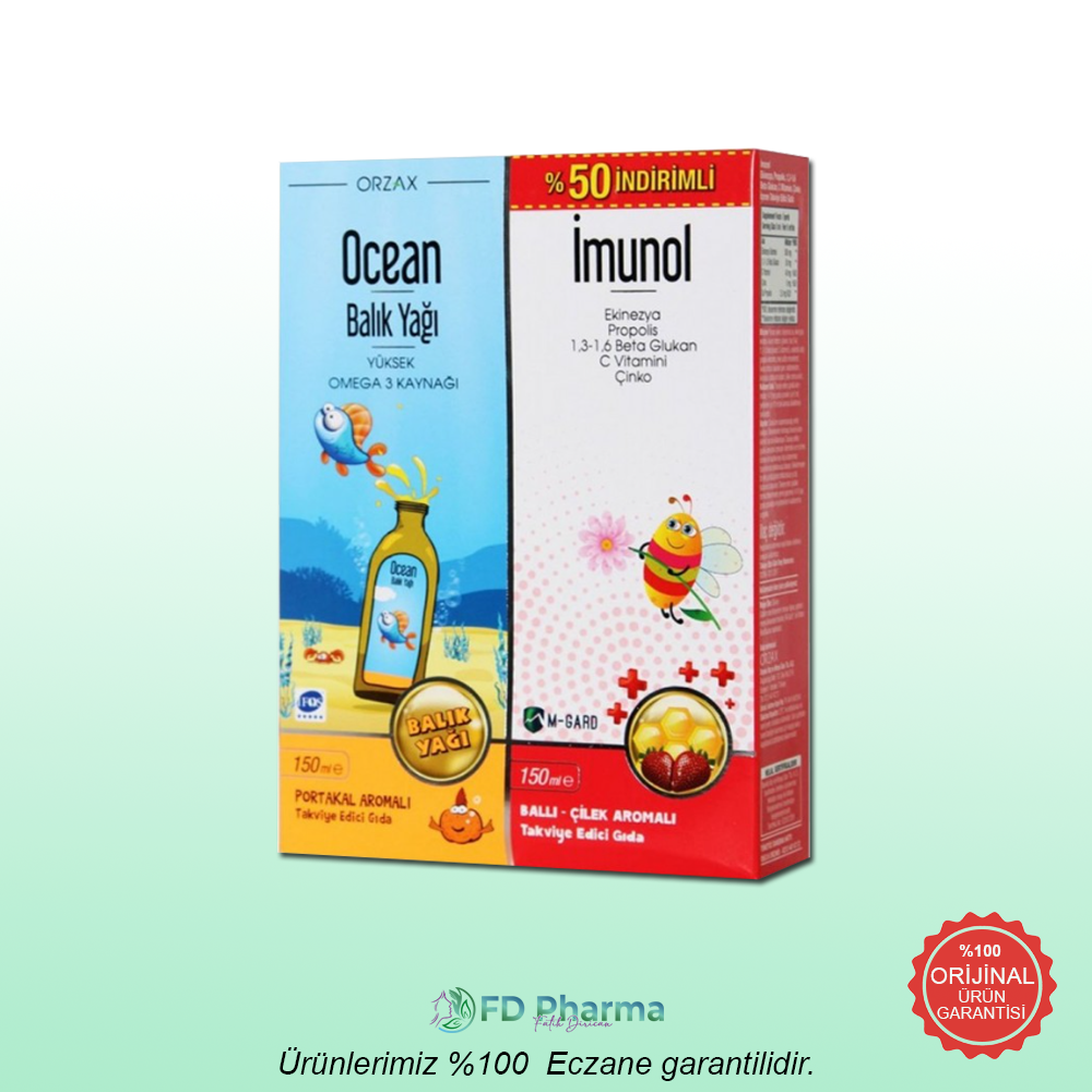 Ocean Balık Yağı Portakal Aromalı 150 ml + Imunol Şurup 150 ml
