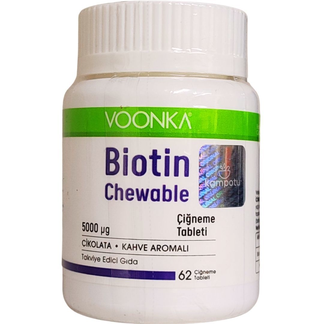 Voonka Biotin 5000mcg Chewable 62 Çiğneme Tableti