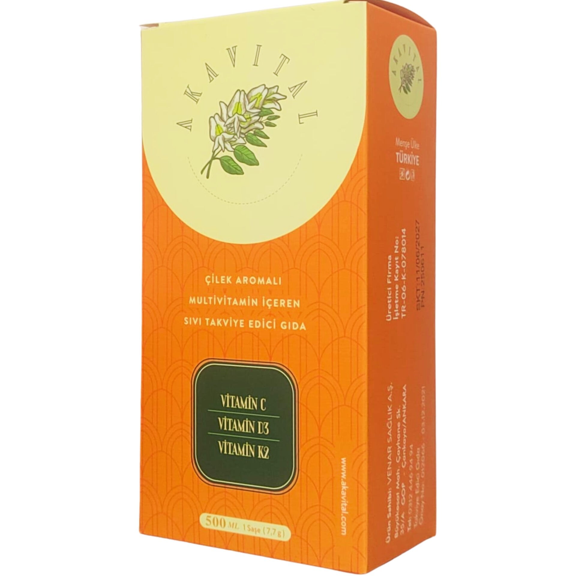 Akavital Akasya Gamı Çilek Aromalı Multivitamin İçeren Takviye Edici Gıda 500 ml