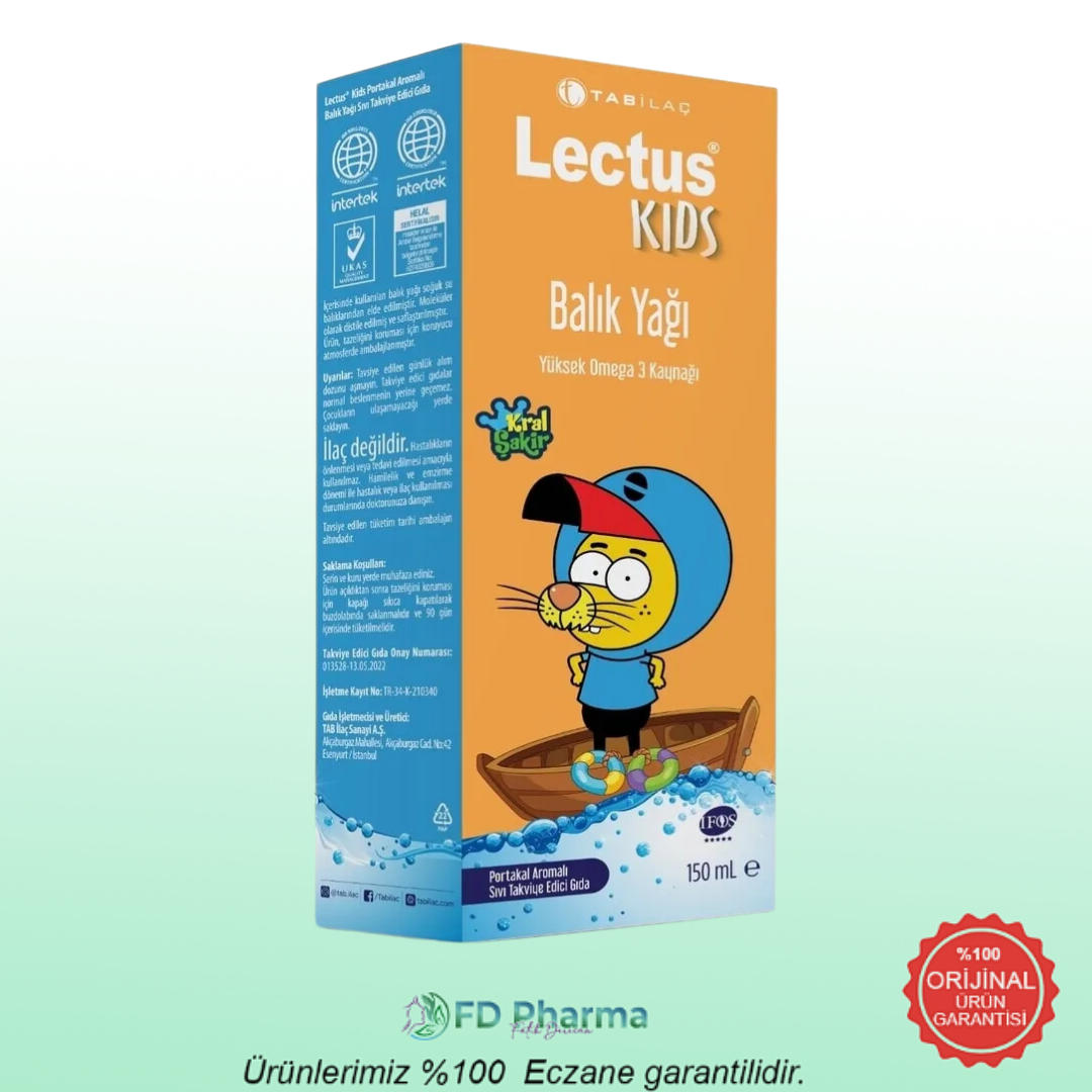 Lectus Kids Kral Şakir Portakal Aromalı Balık Yağı 150 ml