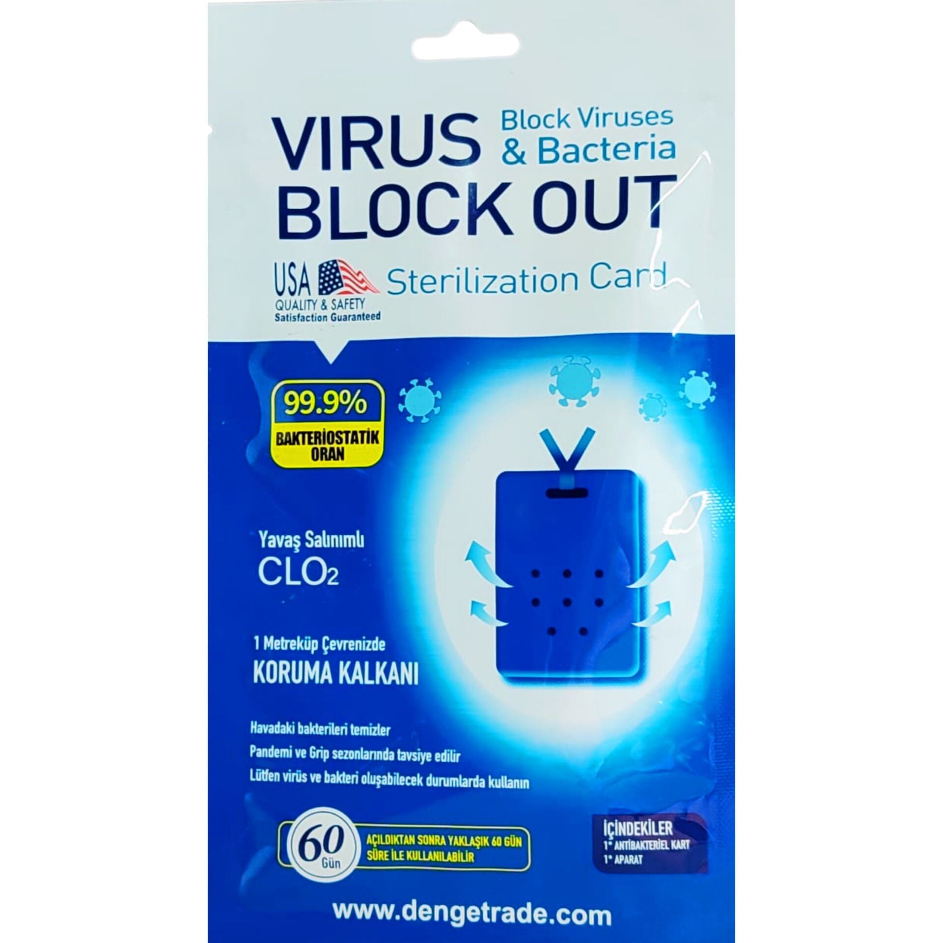 Virus Block Out Virus ve Bakteri Önleyici Dezenfektan Kart